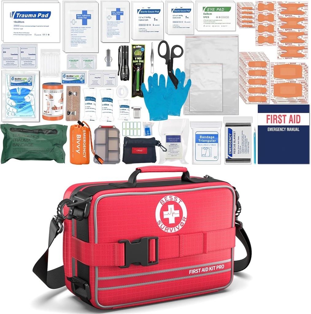 Komplexná prvá pomoc Kits- Advanced Trauma Kits s označenými oddeleniami, Veľká Emergencie Medical Kits pre auto, Domov, Camping a vonkajšie Emergencie -324Piece Set