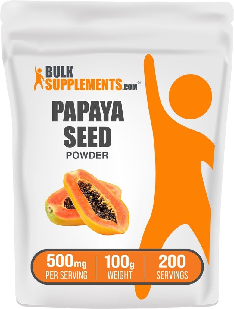 BulkSupplements.com Papája Seed Powder - Carica Papaya Seed, Nutritional Supplement, for Digestive & Gut Support - Gluten Free, 500mg per Serving, 100g (3,5 oz) (Pack of 1)