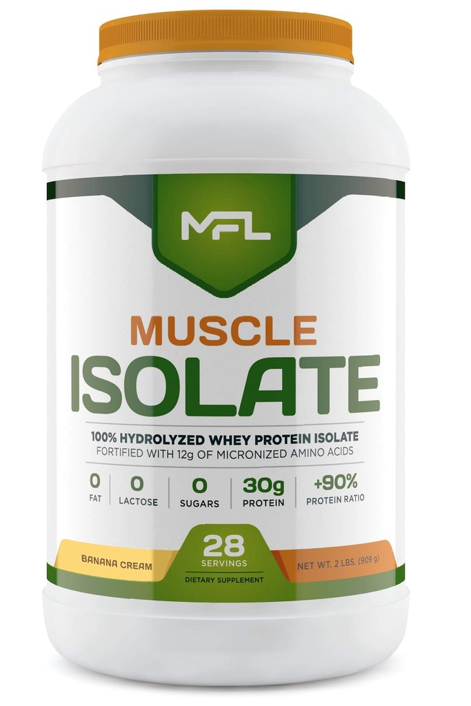 MFL 100% Izolačný proteín l 30g proteínu l 12g aminokyselín l Keto Priateľské l Nízke sacharidy l 2 lbs. (banánový krém)