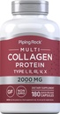 Piping Rock Multi Collagen Protein Capsules 180 Gróf, 2000mg, Typy I, II, III, V, X 