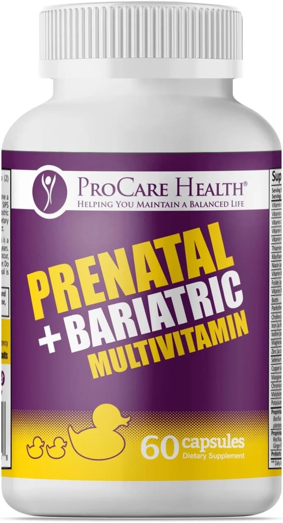 ProCare Health Prenatal Bariatric Multivitamin with Iron (60 Easy to Swallow Capsules) – for Women, Bariatric Vitamins for Gastric Bypass & Gastric Sleeve (1 Month Supply)