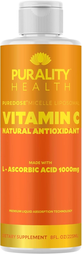 VIDIEKA ZDRAVIE Vitamín C Liquid Supplement 1000mg per Serving, Micelle Lipozomal Enhanced Absorbtion, non-GMO, Gluten Free, Vegan, 15 Day Supply
