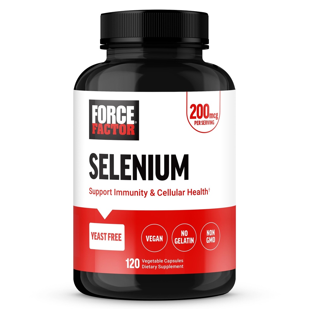 Force Factor Selenium Immune Suplement, Selenium 200mcg Kapsule na podporu imunitnej obrany, Imunity Supplement, Vegan, Non-GMO, 120 Kapsule