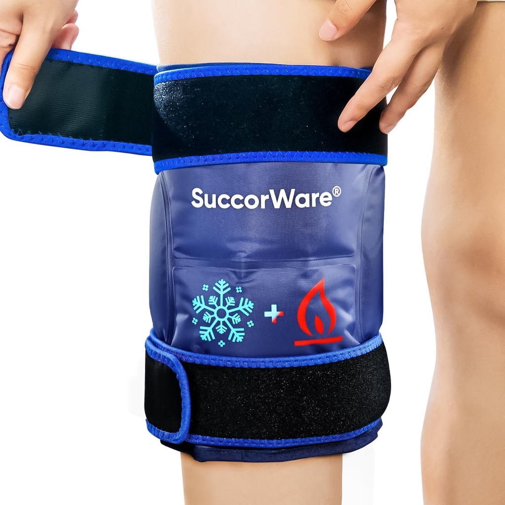 Knee Ice Pack Zabaľte na zranenia opakovane použiteľné - Hot & Cold Gel tašky pre nohy, chrbát, plecnice, zbrane, lakťové zranenia, úľava od bolesti, opuchy, Knee Náhradná chirurgia [] Navy Blue)