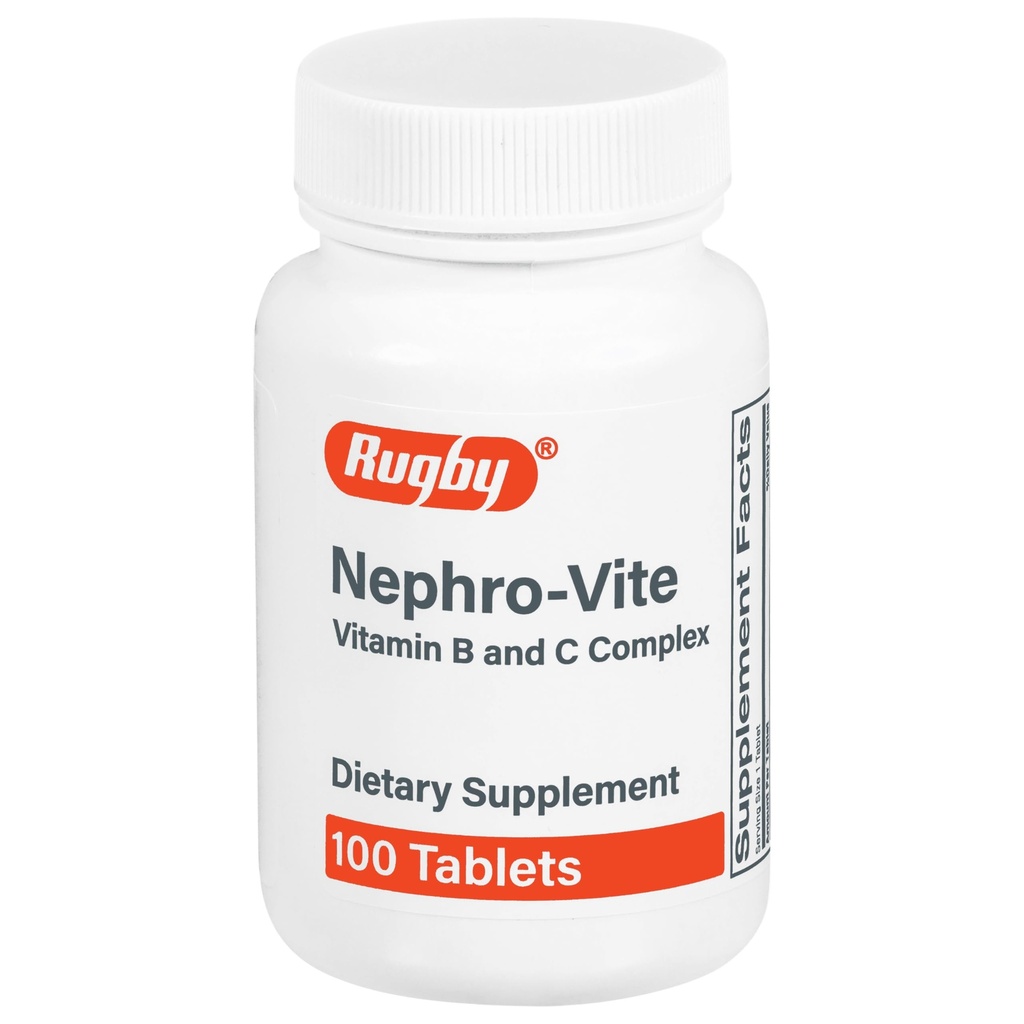 Rugby Nephro-Vite vitamín B a C komplexné tablety - diétne doplnky - 100 počet (1 balenie)