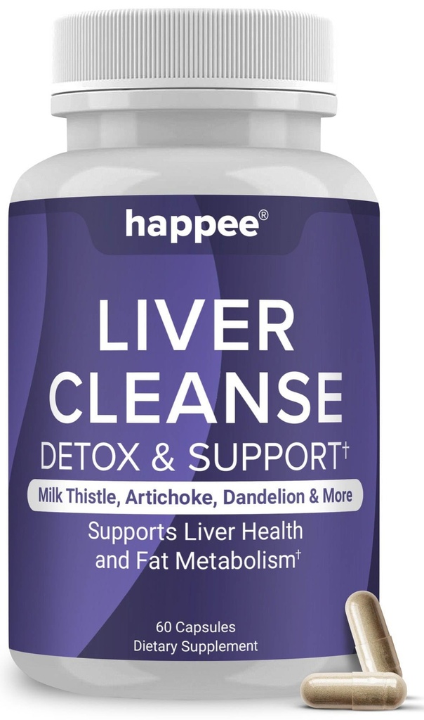 Happee Pečeň čistí Detox & Repair Supplement with Milk Thitle Extract - Flush Toxins & Renew Health - Vegan, Made in USA, 60 Kapsule