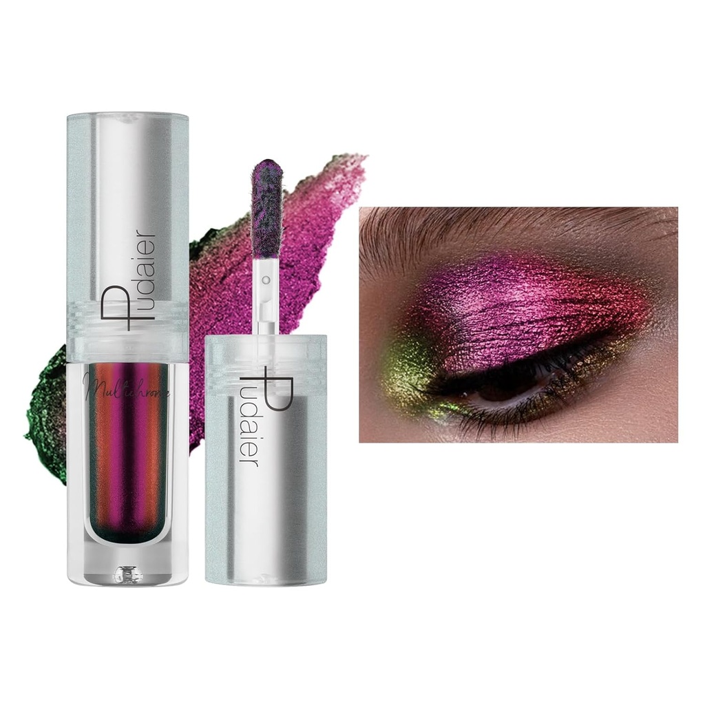 ZUK Glitter Liquid Multichrome Eye shadow, Multi-rozmerný Metallic Eye Shadow, High Pigmented Chameleon Eye Makeup, Quick Suchý očný Brightener Stick, vodeodolný a Smudge-odolný
