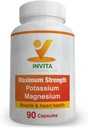 Invita Kálium Magnézium Supplement (90 kapsúl) Vysoká absorpcia Kálium Magnézium komplex s aspartátom a chloridom - podporuje Kardiovaskulárne, svalové a nervové zdravie - Non GMO & Gluten Free