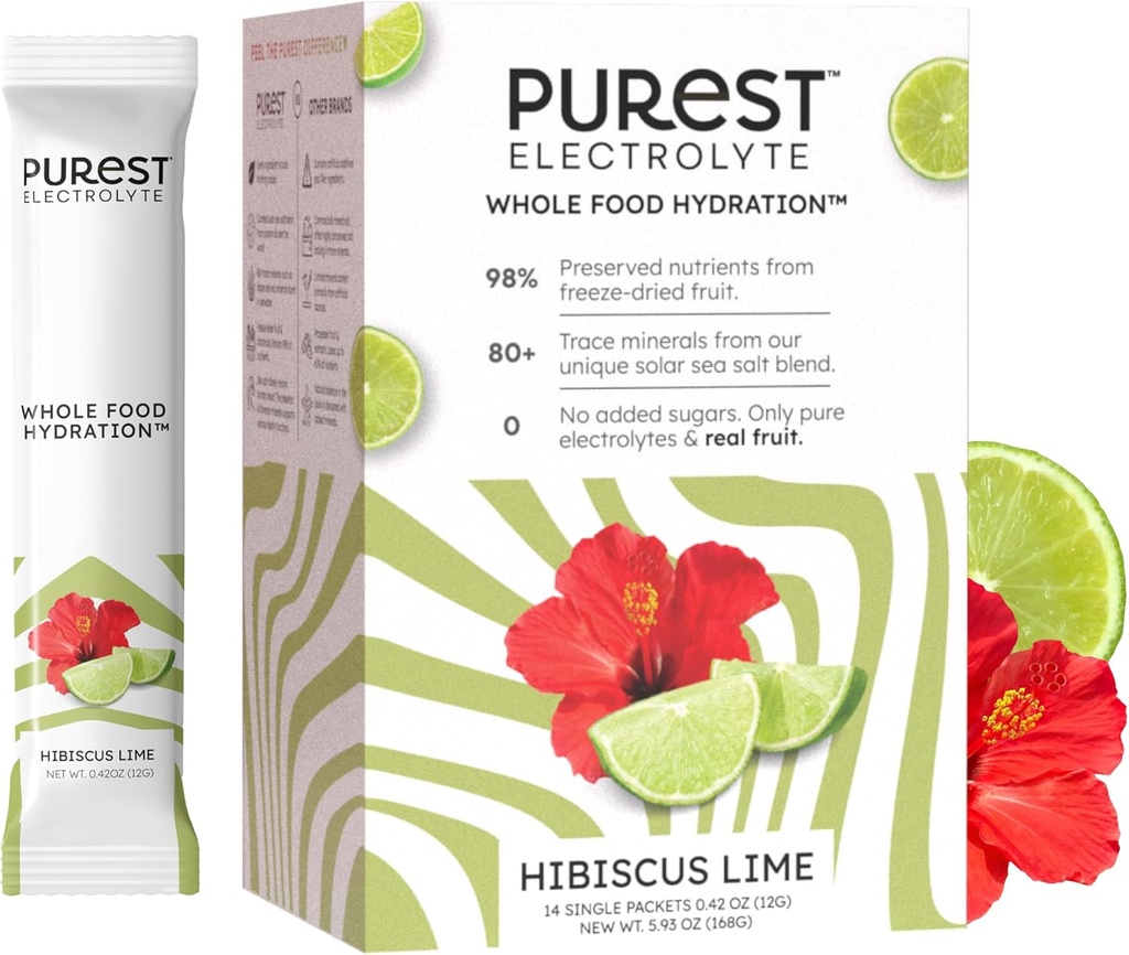 Vedieť Brainer Purest Electrolyte Hibiscus vápna púder pakety 