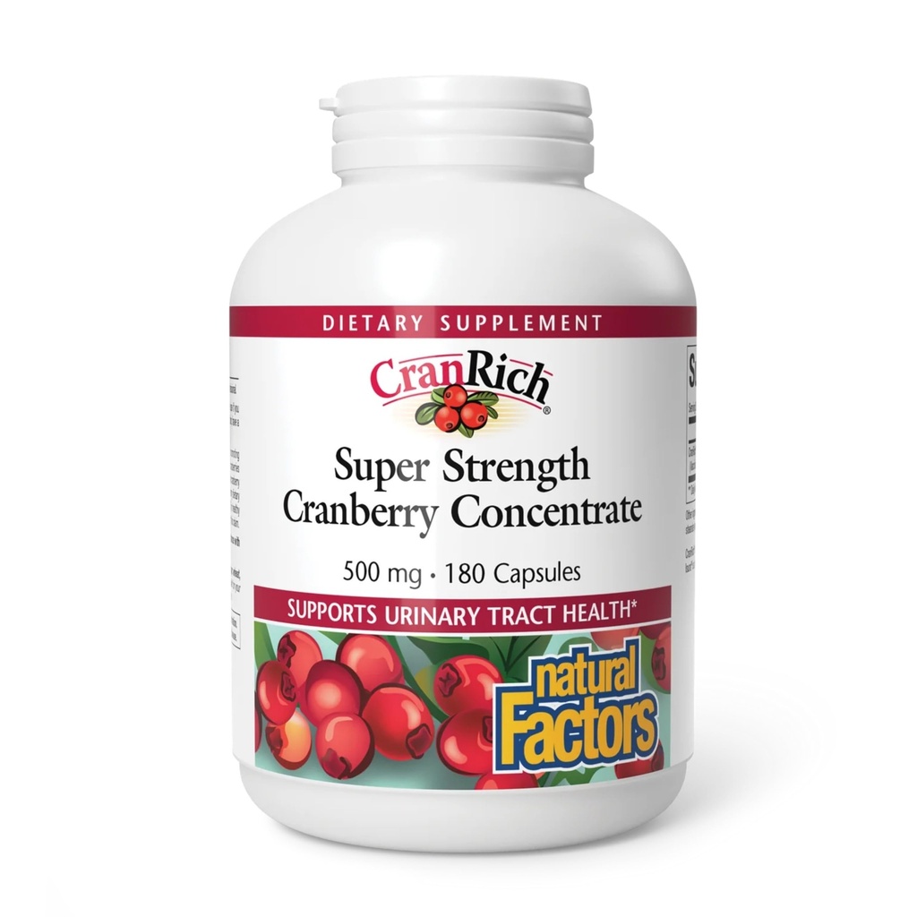 Prírodné faktory CranRich Super sila Cranberry koncentrát - Antioxidant podpora doplnok s brusnicového koncentrátu - Aids močové Tract & Bladder Health - 180 Kapsule (180 Servings)