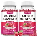 Magnézium Magnézium Gumies-Calcium Magnézium 2:1 pomer s vitamínom D3, K2, B6, B12 pre kostnú silu, svalová funkcia a Nerve zdravie, extra absorpcia Formula, Vegan, Malinová chuť 120 Gummies