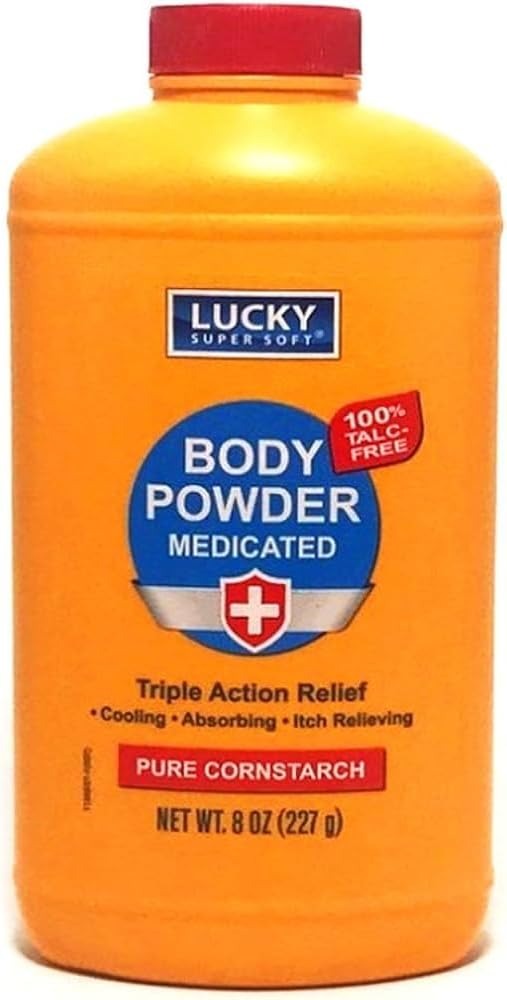 Lucky Super Soft Mediated Body Powder, 8-oz., Soothes Itch, Cools Skin, Absorbs Vlhkosť, Dries Oozing of Poison Ivy, Oak, Sumac