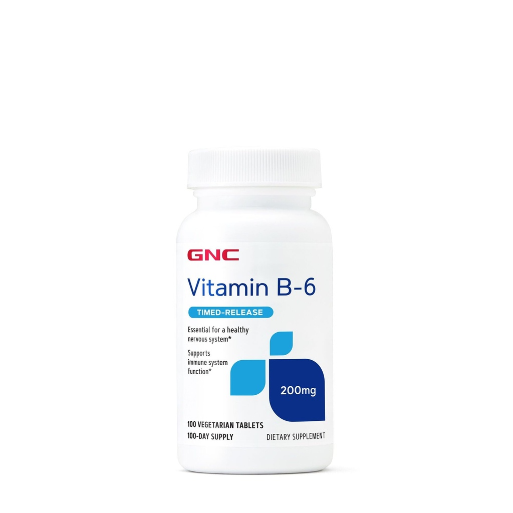 GNC vitamín B6 200 mg doplnok, podporuje imunitný systém a nervový systém, 100 Servis