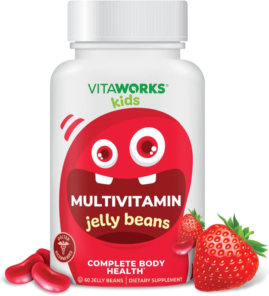 Deti Multivitamíny a minerály Jelly Fazuľa - Chutná prírodná ovocná príchuť - Vegetariánska, bez GMO, Nut Free - Dietary Supplement - Complete Body Health for Children - 60 Želé