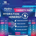 HydroMATE Electrolytes Powder Drink Mix pakety Hydratácia Akcelerátor Low Cugar Party Favors for Rapid Recovery Vitamín C Plus Caffeine Variate Pack 16 Sticks