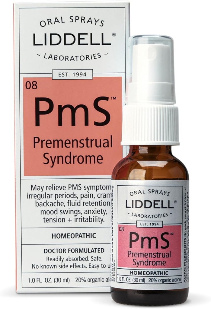 Liddell PMS - Prírodný homeopatický perorálny sprej - Môže pomôcť s problémami spojenými s obdobie svalovej nepohodlie, Mood Swings, a Back Discomfort - 1.0 fl. Oz