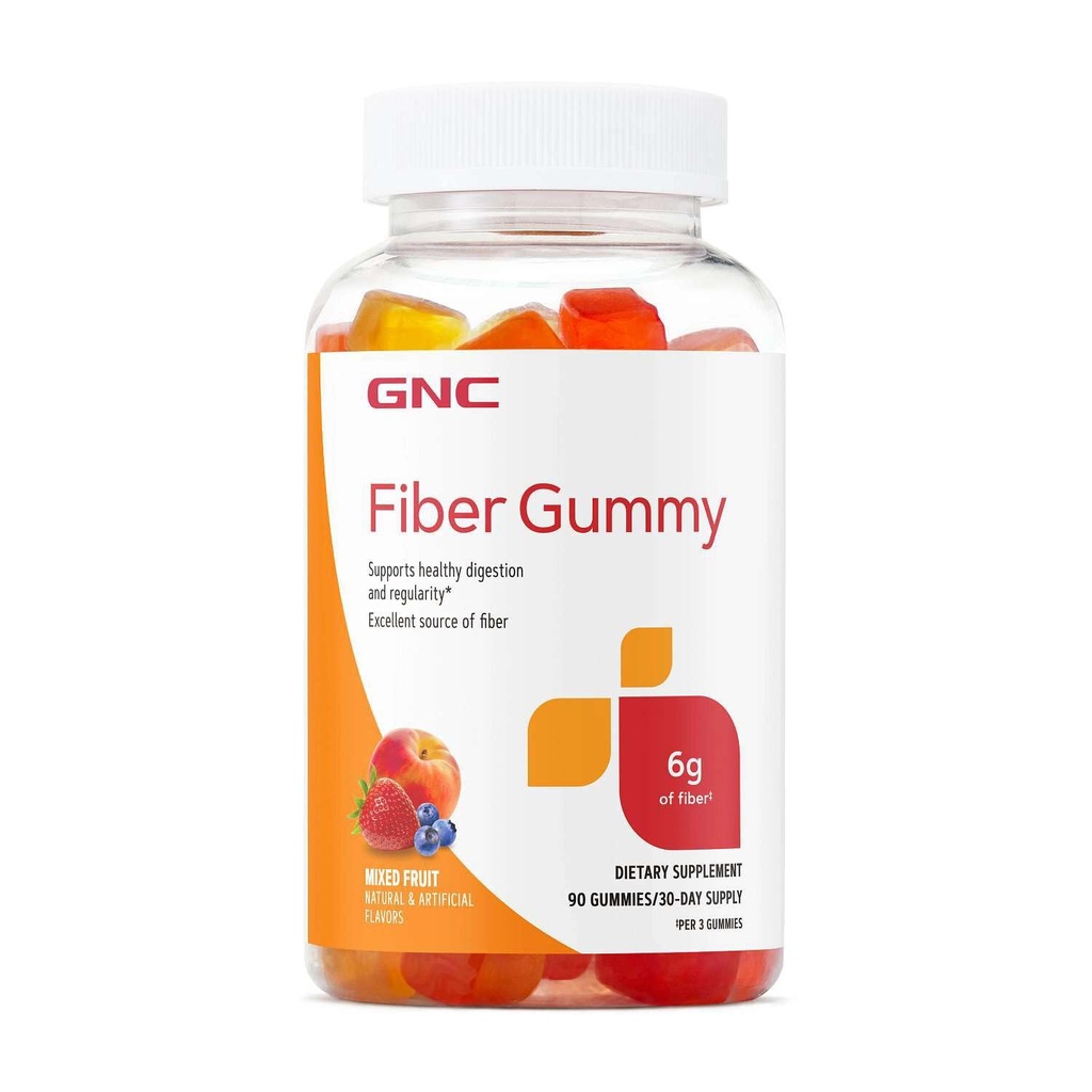 GNC Fiber 6g Gummy, podporuje zdravé trávenie a pravidelnosť, zmiešané ovocie, 90 Počet