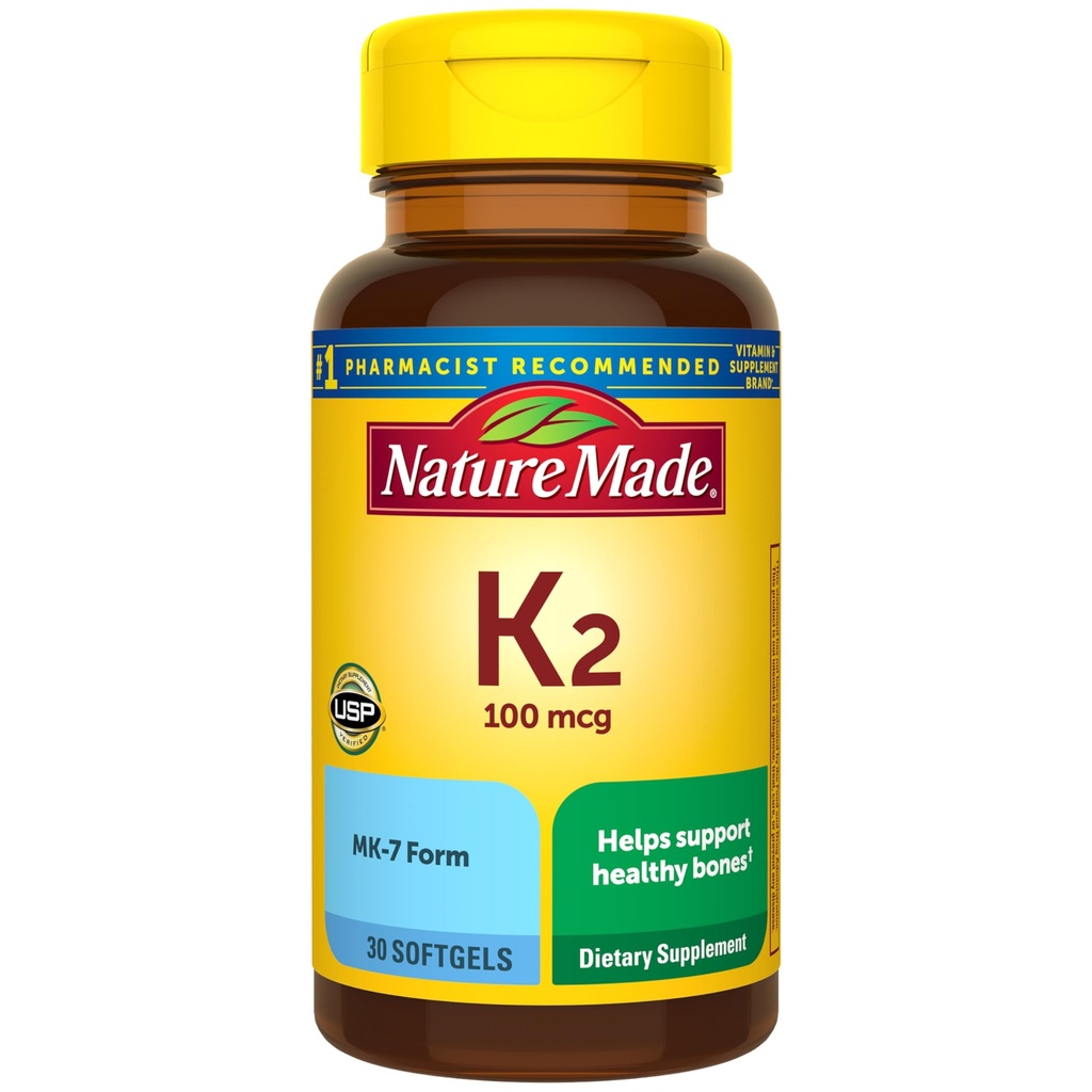 Príroda vyrobený vitamín K2 100 μg, zdravé kosť doplnky, vitamín K2 doplnok, 30 Softgels, 30 denné dodávky