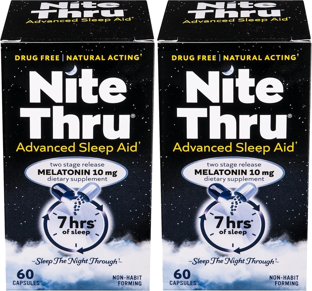 Advanced Sleep Aid Melatonin Dietary Supplement, 10mg Kapsule, 60 count (Pack of 2)