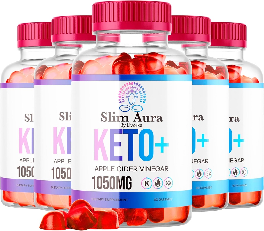 (5 balenie) Slim Aura Keto ACV Gummies - Oficiálne Slim Aura Keto Plus Apple Cider Vinagar 1050MG Advanced Formula Gummy, Všetky Natural Premium Formula, Slimaura Gomitas Recenzie, 300 Gummy po dobu 5 mesiacov