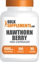 BulkSupplements.com Hawthorn Berry Kapsule - Bylinné doplnky, Hawthorn Berry Extract 1000mg - Bezlepkové, 2 Kapsule na obsluhu, 180 Počet (Pack of 1)