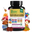 Black Seed Oil & Honey s kurkuma Gummies s BioPerine, Apple Cider Ocogar, Biotin, Zinok a vitamíny C D3 B12 