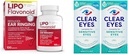 Lipo-Flavonoid Tinnitus Relief Ušné zdravie Vitamíny 100 Kaplety a čisté oči Citlivé očné kvapky 0,5 Oz 2 balenie