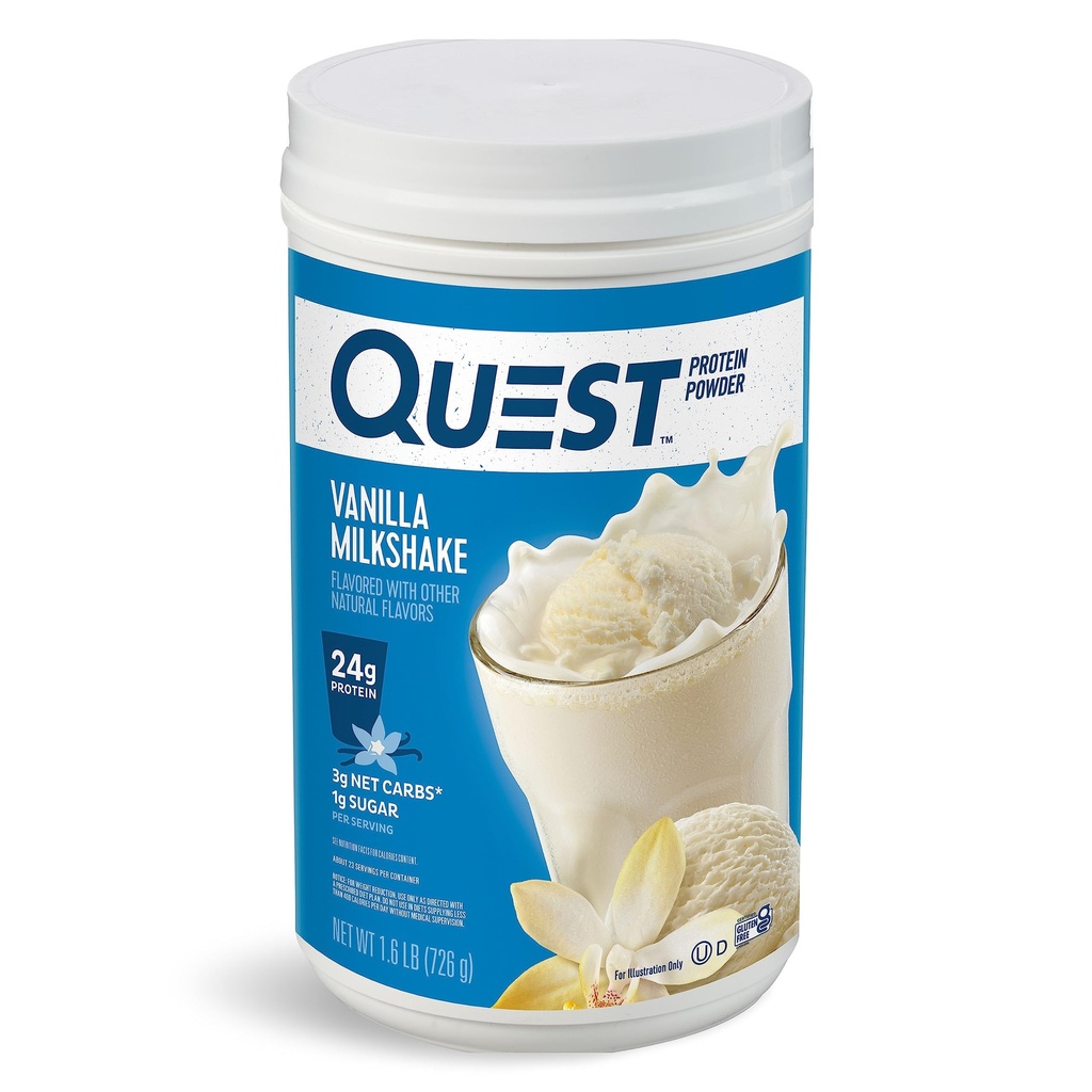 Quest Nutrition Vanilla Milkshake Protein Powder, 24g Protein, 1g cukru, Nízky Carb, Gluten Free, 1.6 Libra, 23 porcií