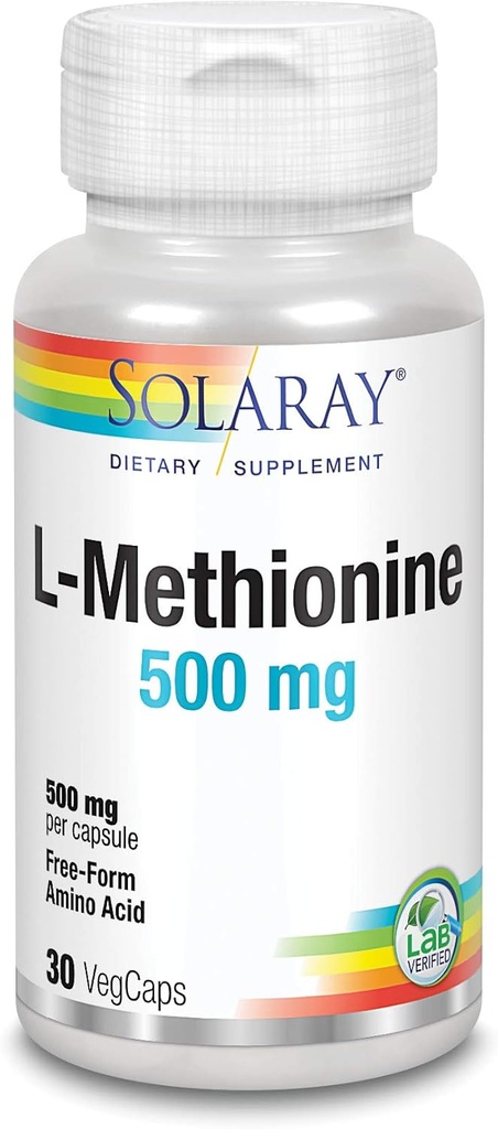 SOLARAY L-Metionín - Aminokyselina voľná forma - 500 MG (30 kapsúl)