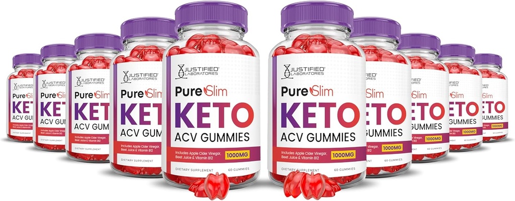 (10 balenie) Pure Slim Keto ACV Gummies Advanced Formula 1000MG PureSlim Keto Gummies Jablkový Cider Ocogar Formulated with Pomegranate Beet Juice Powder B12 Vegan Non GMO 600 Gummy
