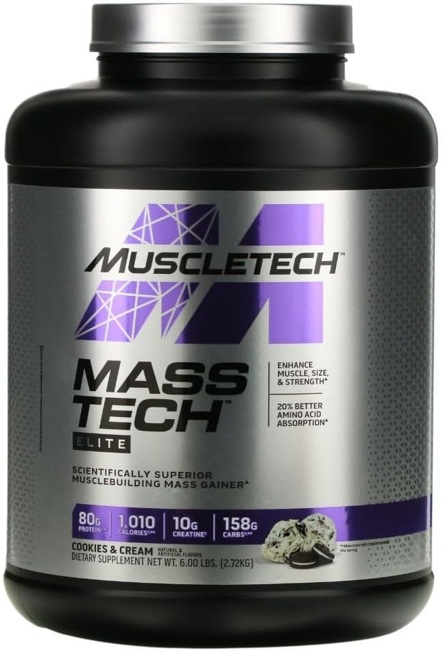 MuscleTech Mass-TechTM Elite, Cookies & Cream, 6 libier (2,72 kg)