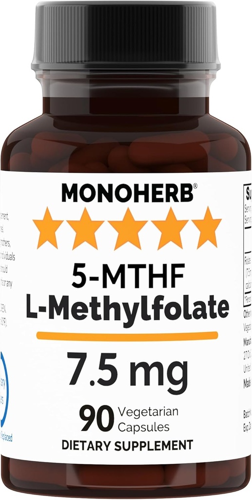 MONOHERB L-metylfolát 7,5 mg - 90 Vegetariánske kapsuly - doplnková metylfolát