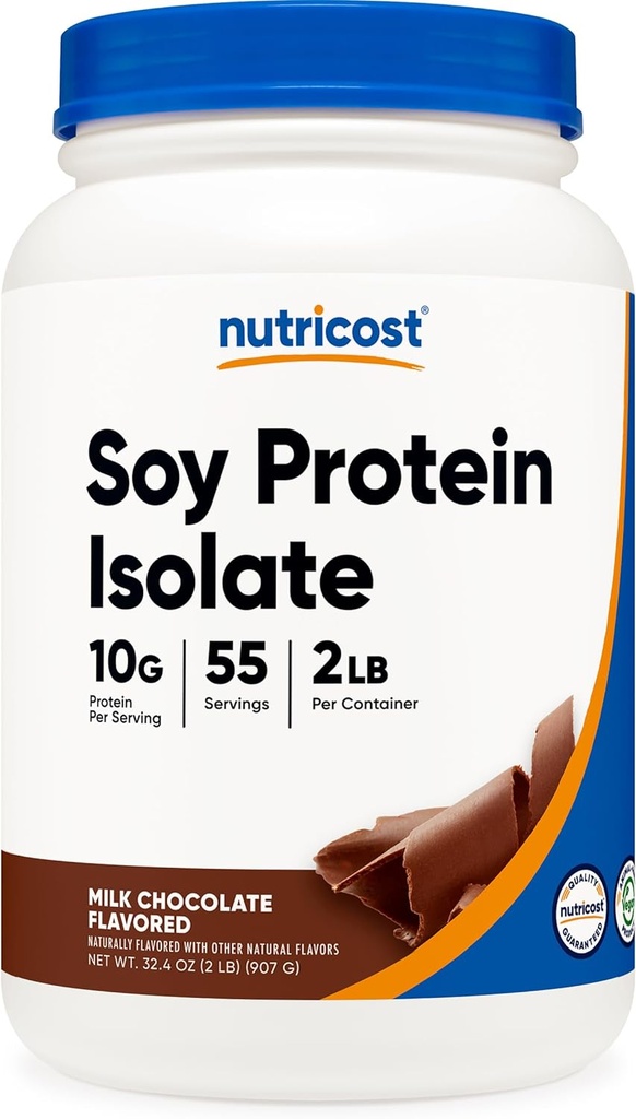 Nutricost Soy Protein Isolát prášok, 2 LB Milk Chocolate - 10 Grams of Protein per Serving, Vegan, GMO-free & Gluten Free