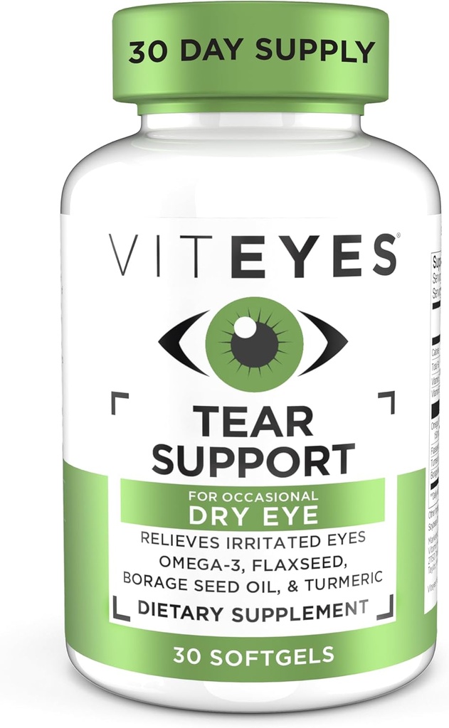 Viteyes Seal Podpora pre oči upokojujúce zmes, Príležitostne suché očné doplnok, žiadne očné kvapky, Redness Relief, Očné vitamíny, Alergická podpora pre svrbivé oči, Omega-3 Rybí olej, 30 Softgels