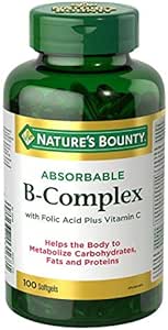 Nature's Bounty Absorbable B- Complex with Follic Acid Plus Vitamín C, 100 Softgels