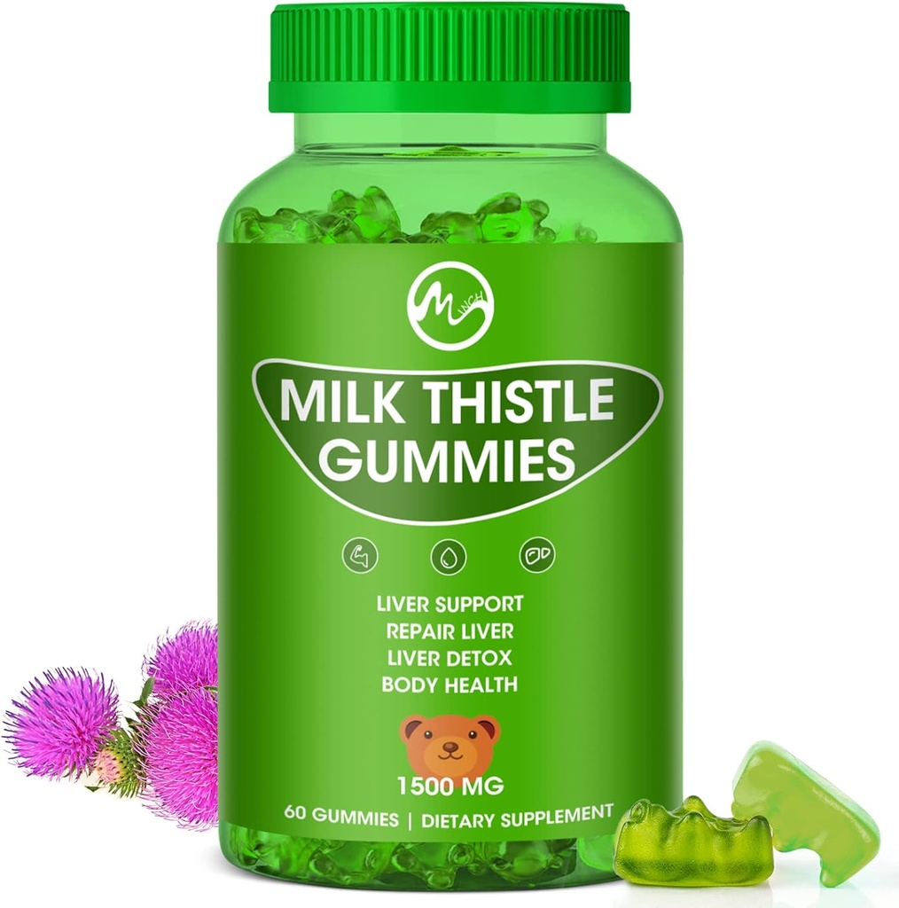 Milk Thitle Gummies, Pečeň očistiť Gummy, Organické Pečeň Detox Doplnky pre mužov a ženy - 60 Gumies (60 Počet (Pack of 1))