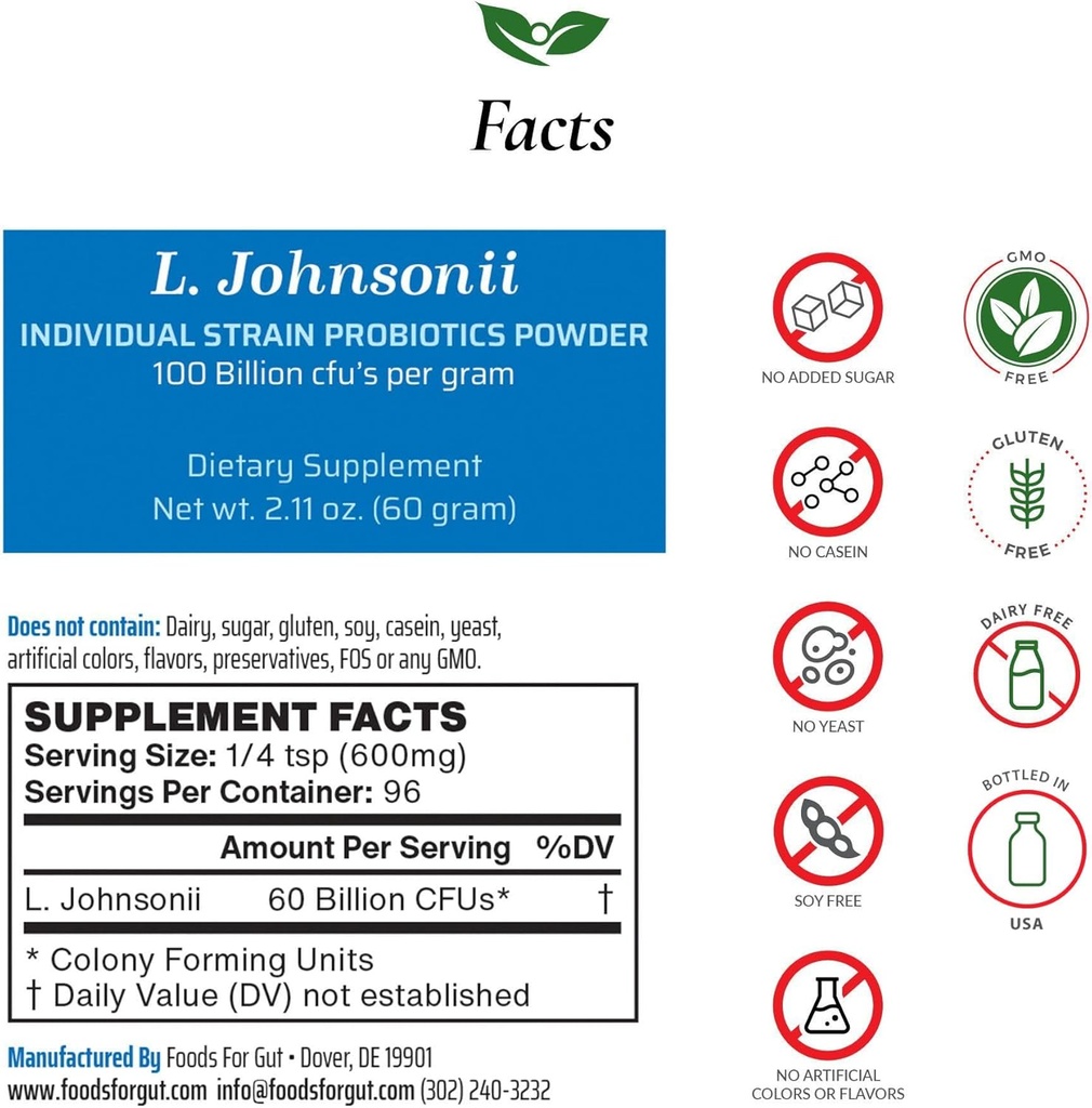 Potraviny pre Gut Lactobacillus Johnsonii Probiotic Powder 100 Miliónový KTJ 