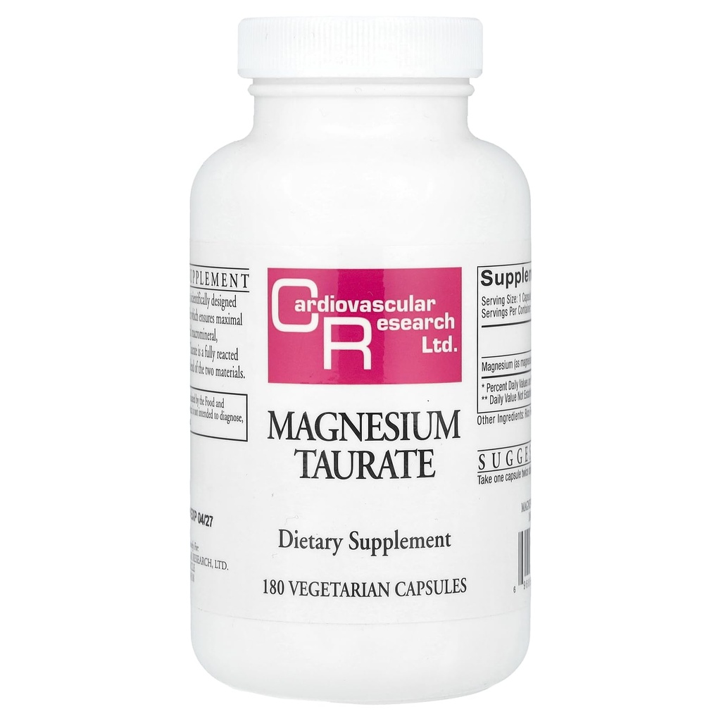 Kardiovaskulárny výskum Magnézium Taurate 125 mg, Krémová biela, 180 kapsúl (MAGT2)