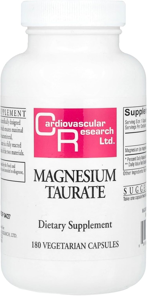 Kardiovaskulárny výskum Magnézium Taurate 125 mg, Krémová biela, 180 kapsúl (MAGT2)