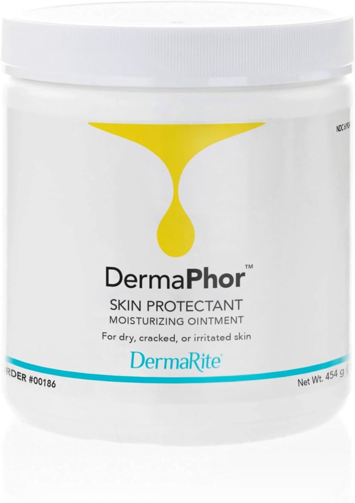 DermaRite DermaPhor Skin Protectant, Hydratačné Masť - Upokojenia a štíty suché, prasknuté alebo dráždivé kože, Nevoňajúce - 16 oz. Jar, 1 Počet