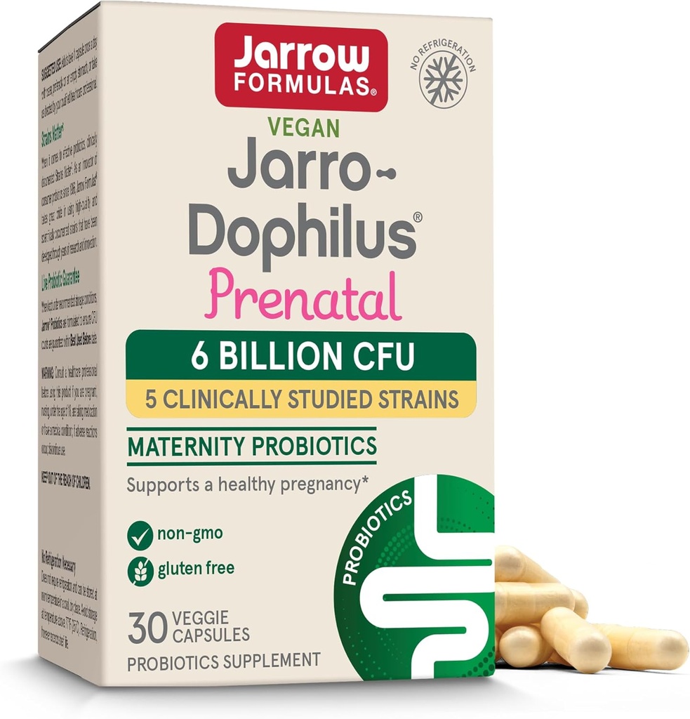 Jarrow Formules® Jarro-Dophilus® Prenatálne probiotiká pre ženy, 6 miliárd CFU, podporuje zdravé tehotenstvo, 30 Veggie Kapsule, 30 dní
