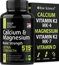 Citrát vápenatý s vitamínom D3 K2 a glycinát horečnatý - doplnok ku sile kostí - Rastlinné doplnky vápnika pre ženy a mužov - horčík a vápnik D3 K2 tablety pre zdravie kostí - 90 kapsúl