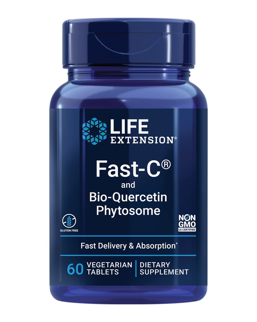 Extension Life Fast-C® a Bio-Quercetin®, Rýchle dodanie a absorpcia, Vitamín C, Fenugreek, Imunitná podpora, horčík, Gluten-free, Non-GMO, Vegetarián, 60 tabliet