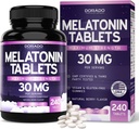 Melatonin 30mg Tablets for Adults (240 Tablets) - Fast Dissolve Tablet with 30mg of Melatonin Per Tablet - Gluten-Free, Non-GMO, 100% Vegetarian, & Great Tasting - Mixed Berry Flavor - Made in USA