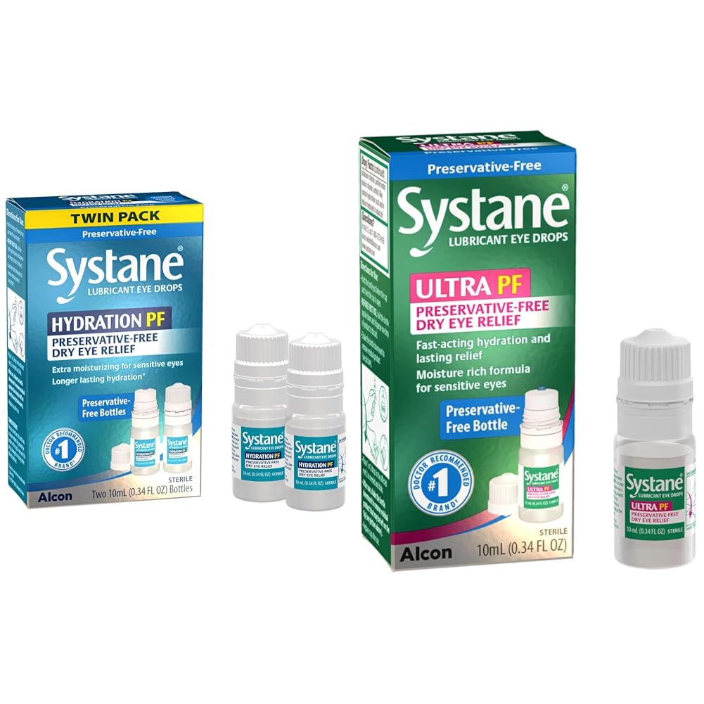 Systane Hydration Multi-Dose & Ultra PF Conservative-Free Eye Drops Twin Pack (2x10ml) & 10ml Bundle