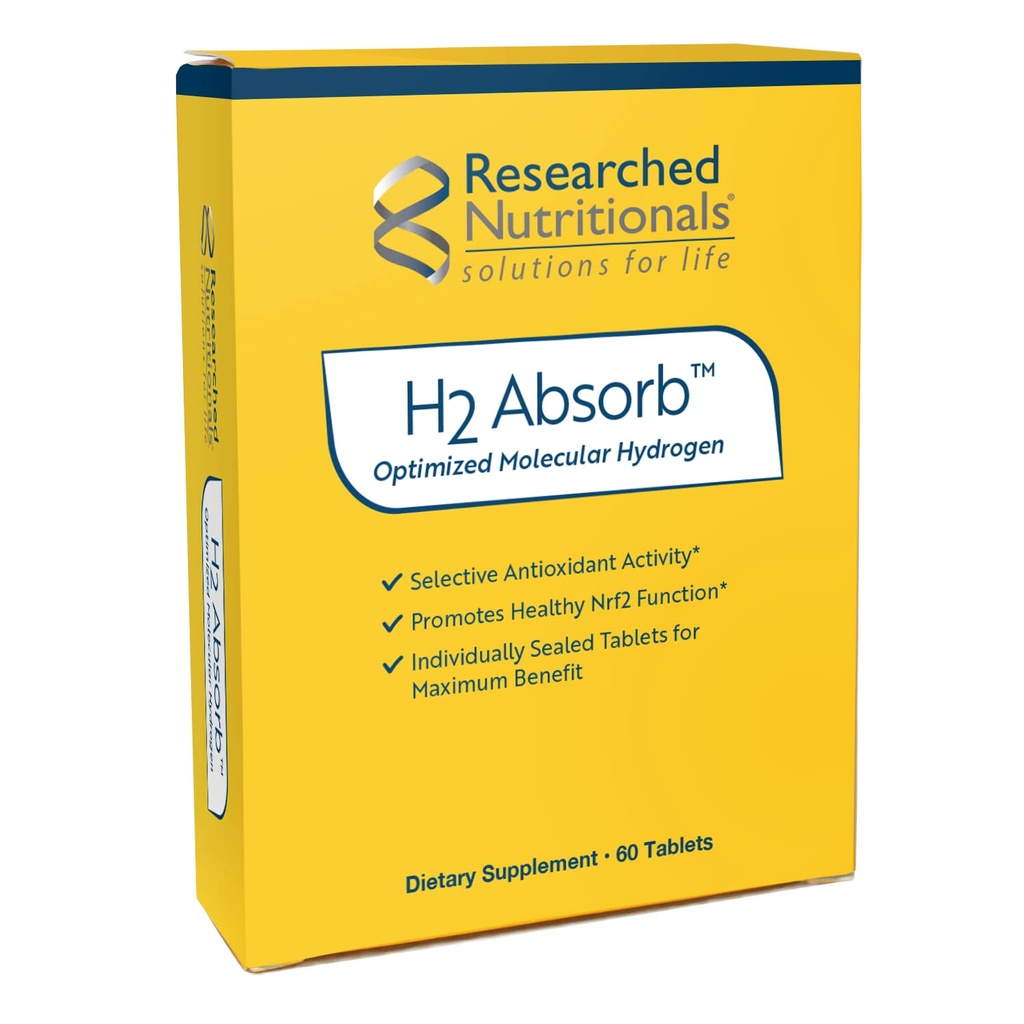 Researched Nutritionals H2 Absorb Molecular Hydrogen Tablets - Instant Hydrogenated Water & Antioxidant Supplement - Omladzujúci nápoj na podporu energie a zdravé starnutie (60 tabliet)