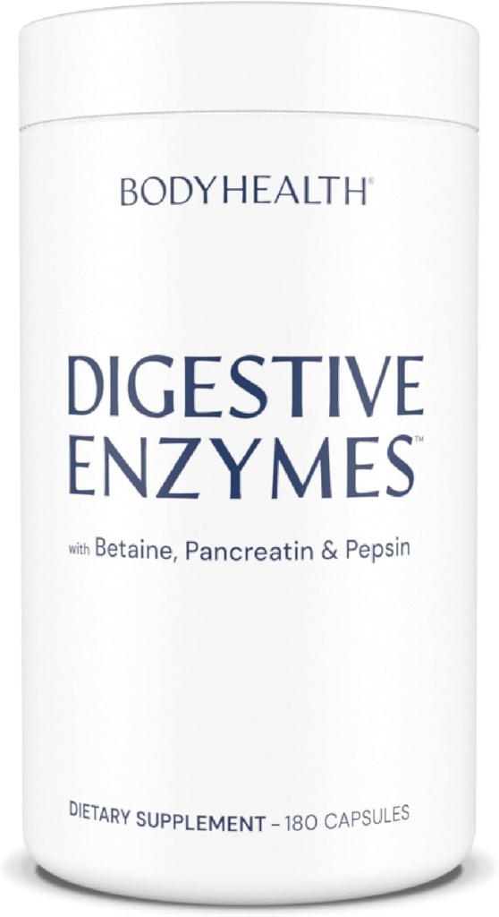 TeloHealth Digestive Enzymes Full Spectrum Digestive Support (180 caps), Betaine, Pepsin, Pankreatin BPP Zaťažené enzýmami a probiotikami, úľava pri krvácaní do žalúdka, pálenie záhy, plyn, zápcha