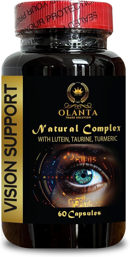 luteín komplex - VISION PODPORA PRÍRODNÝ COMPLEX - vizuálne doplnky organické, Očné vitamíny a minerály doplnok, taurín doplnky ľudí, extrakt z bodliaka mlieka - 1 fľaša 60 Kapsule
