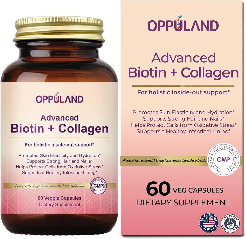 Biotín a kolagén Doplnky-Biotín 5000 mcg + Kolagén pre ženy-Podporuje silné vlasy, nechty a zdravé kože-60 Veggie Kapsule
