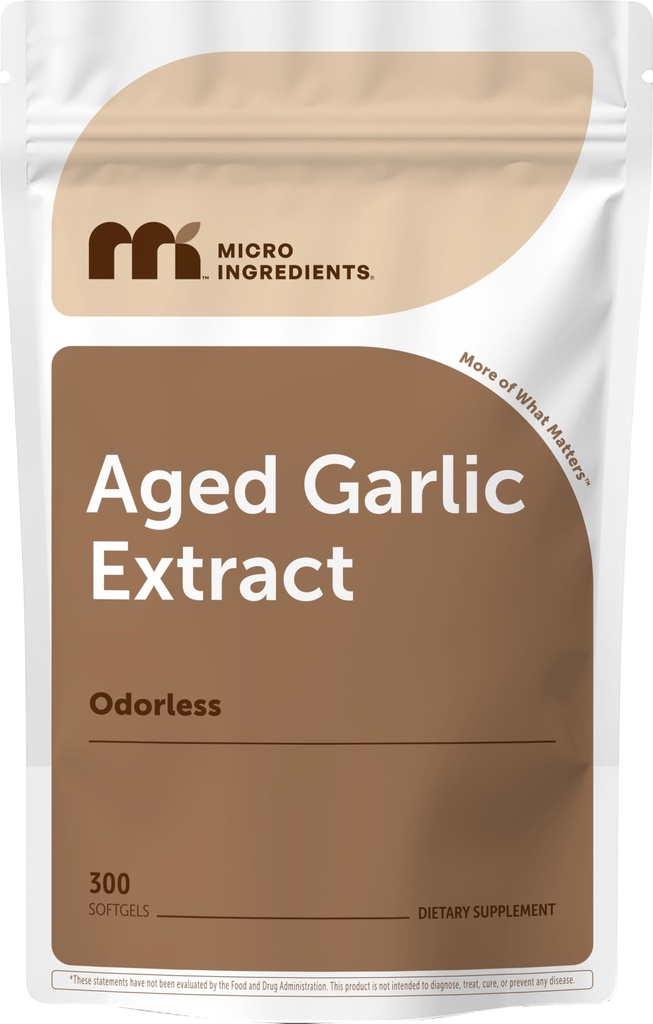 Micro Ingrediencie Odorless Cesnak 7500mg Per Servings, 300 Softgels 2 Roky Aged Cesnak Extract, Grown Allium Sativum Cibuľa 